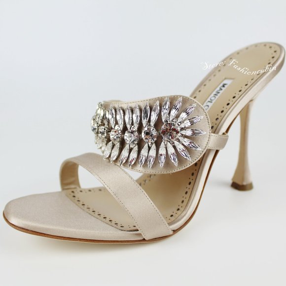 NEW MANOLO BLAHNIK Skysan Crystal Heeled Sandals - Picture 9 of 15